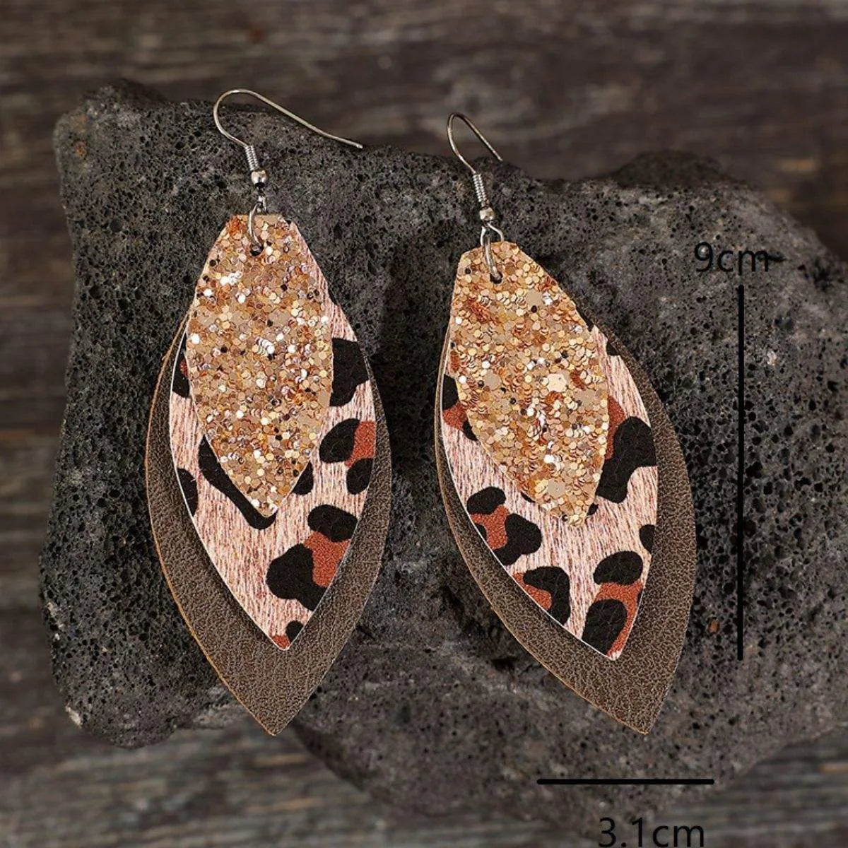 PU Leaf Sequin Dangle Earrings Earrings - Tophatter Daily Deals
