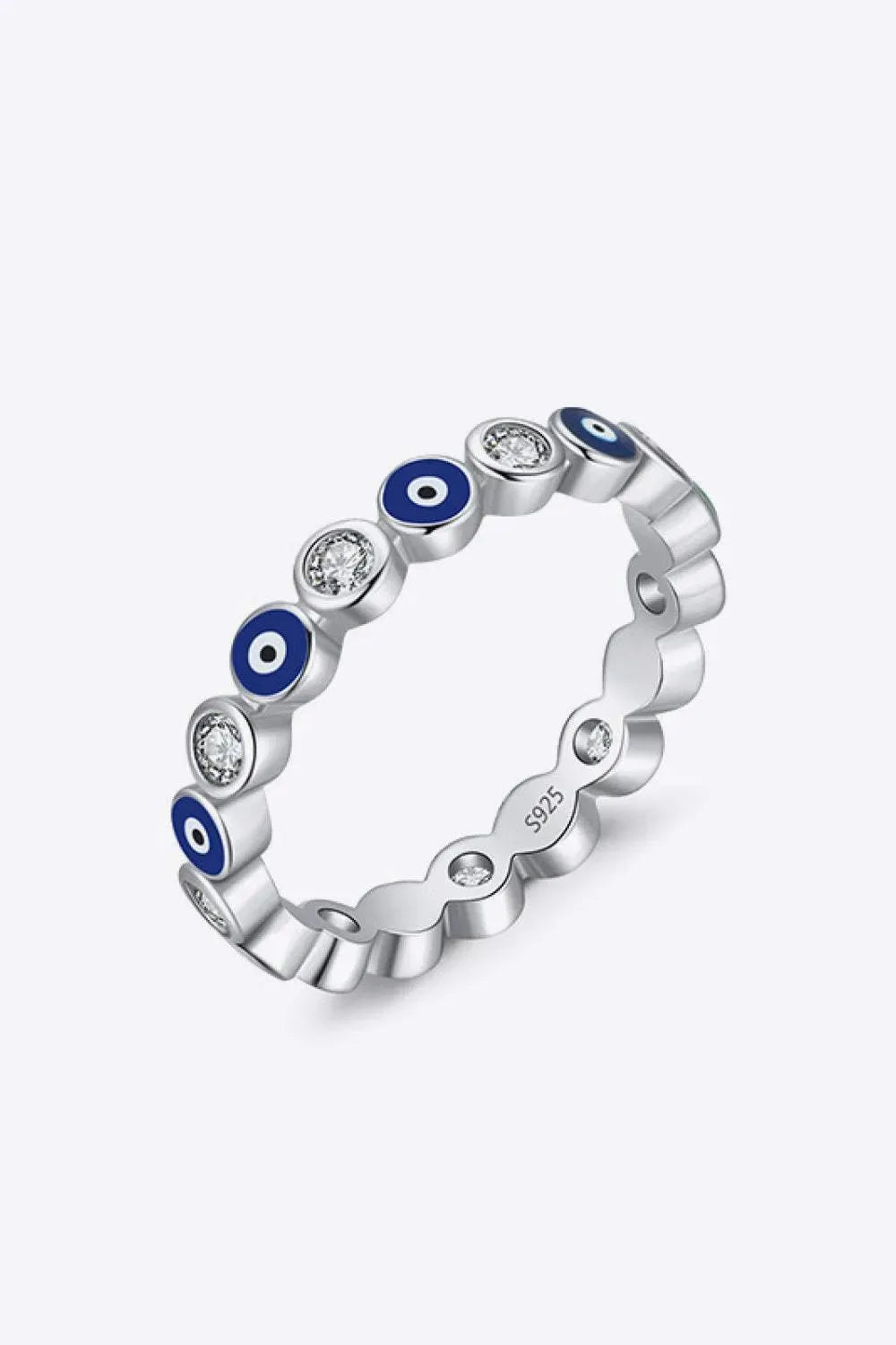 925 Sterling Silver Round Shape Zircon Ring Cobalt Blue Rings - Tophatter Daily Deals