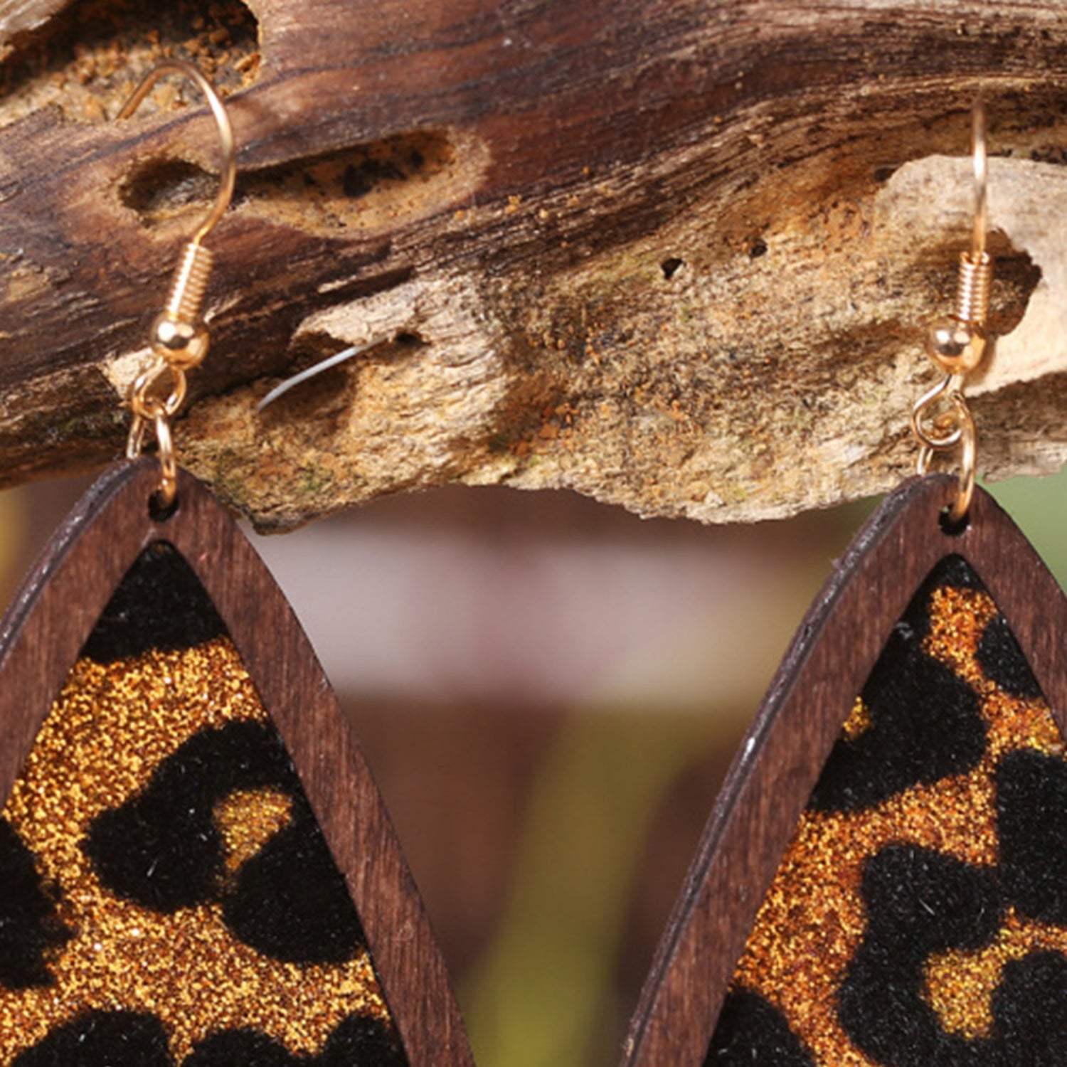 Sequin Wood Teardrop Earrings Earrings - Tophatter Daily Deals