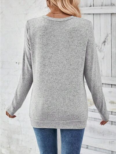 Round Neck Long Sleeve T-Shirt Women's T-Shirts - Tophatter Daily Deals