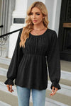 Round Neck Flounce Sleeve Blouse Blouses - Tophatter Daily Deals