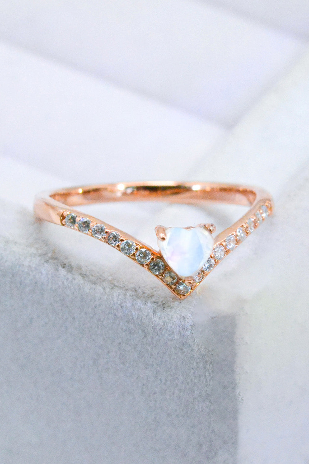 Moonstone Heart-Shaped Ring Moonstone - Tophatter Daily Deals