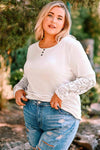 Plus Size Spliced Lace Ribbed Henley Top Women's T-Shirts - Tophatter Daily Deals