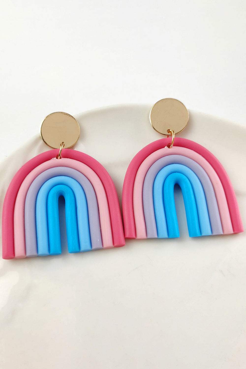 Rainbow Shape Dangle Earrings Carnation Pink One Size Earrings - Tophatter Daily Deals