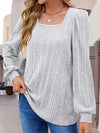 Square Neck Long Sleeve Top Blouses - Tophatter Daily Deals