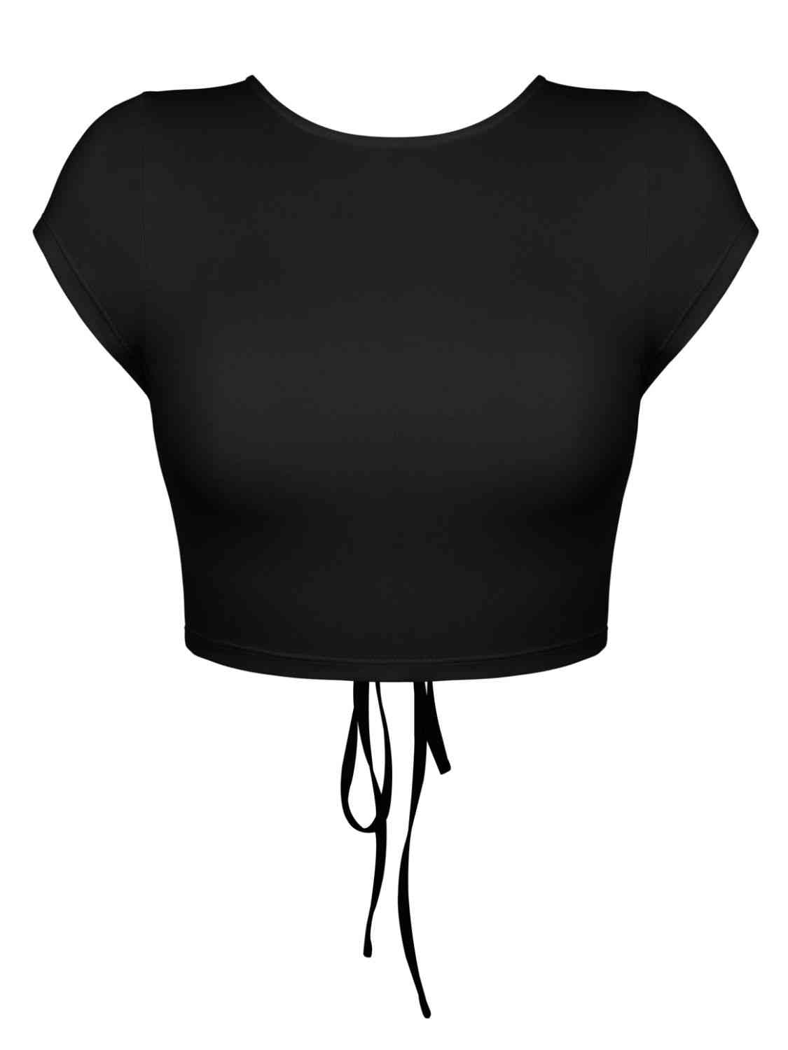 Round Neck Backless Short Sleeve Tee Women's T-Shirts - Tophatter Daily Deals