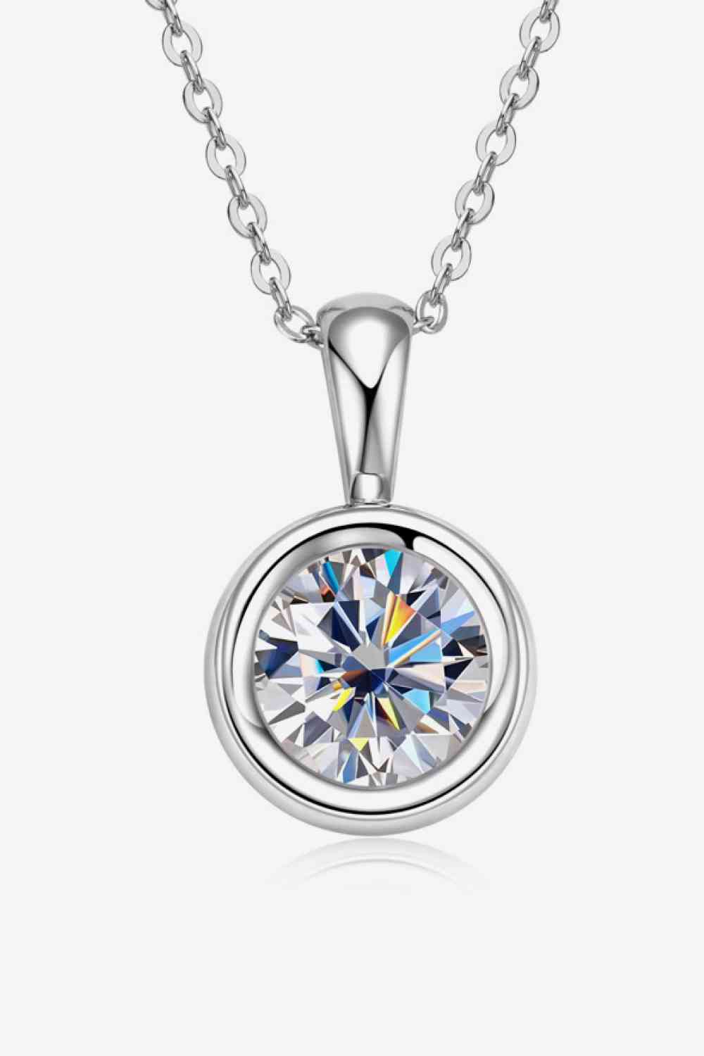 2 Carat Moissanite 925 Sterling Silver Necklace Silver One Size Moissanite - Tophatter Daily Deals