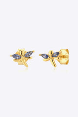Tanzanite Dragonfly-Shaped Earrings Gold One Size Earrings - Tophatter Daily Deals