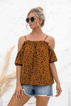 Printed Cold-Shoulder Frill Trim Blouse Yellow Blouses - Tophatter Daily Deals