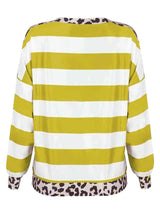 Striped Leopard Long Sleeves Top Women's T-Shirts - Tophatter Daily Deals