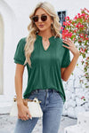 Notched Short Sleeve T-Shirt Women's T-Shirts - Tophatter Daily Deals