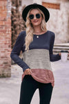 Color Block Twisted Detail Long Sleeve Top Dusty Pink Blouses - Tophatter Daily Deals