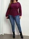 Plus Size Tie Front Long Sleeve Blouse Blouses - Tophatter Daily Deals