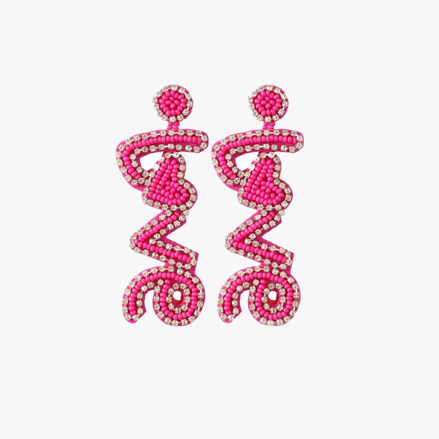 LOVE Bead Rhinestone Dangle Earrings Hot Pink One Size Earrings - Tophatter Daily Deals