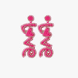 LOVE Bead Rhinestone Dangle Earrings Hot Pink One Size Earrings - Tophatter Daily Deals