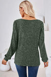 Ribbed Square Neck Long Sleeve T-Shirt Women's T-Shirts - Tophatter Daily Deals