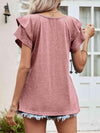 Layered Flutter Sleeve V-Neck Top Women's T-Shirts - Tophatter Daily Deals