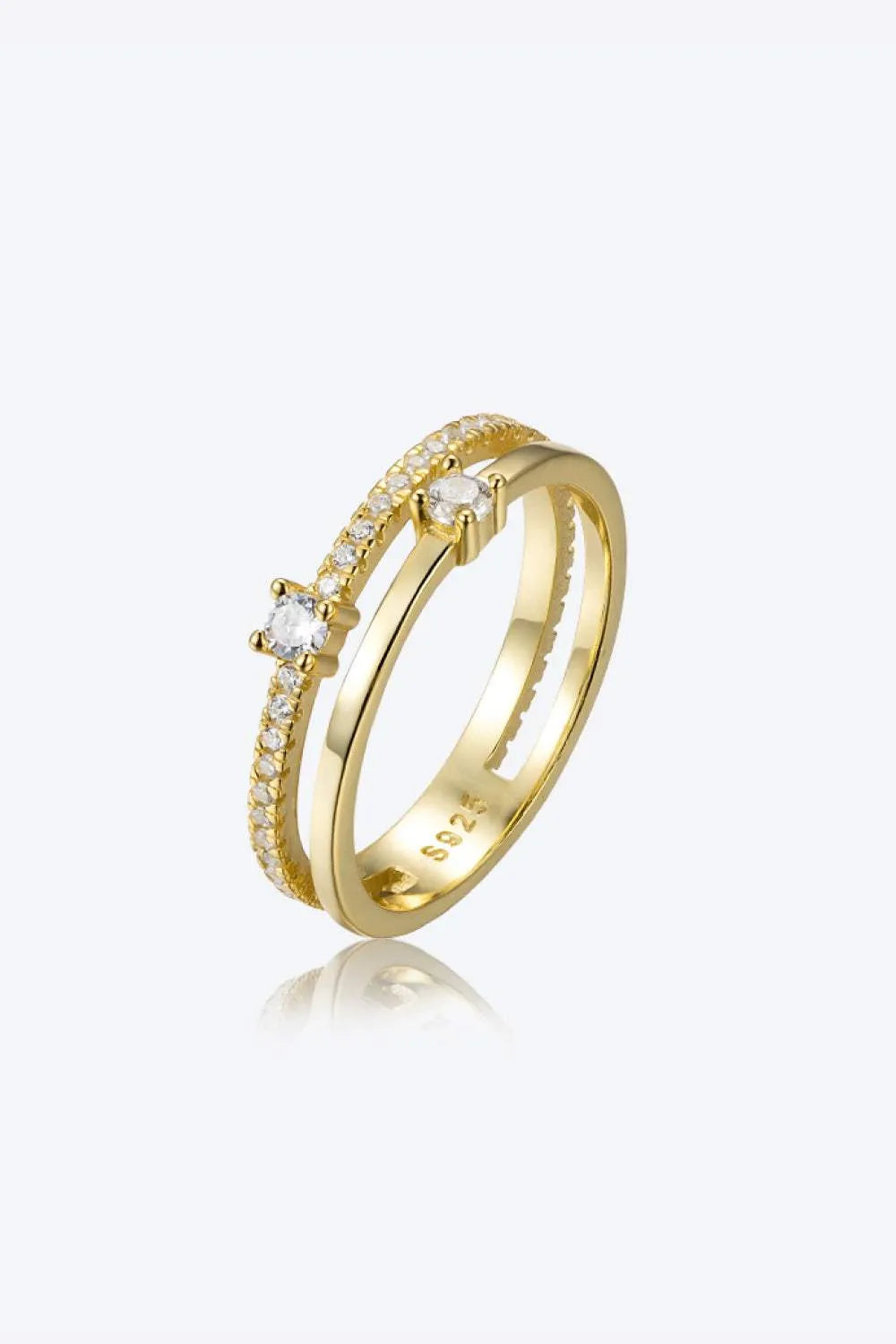 Zircon 925 Sterling Silver Double-Layered Ring Gold Rings - Tophatter Daily Deals