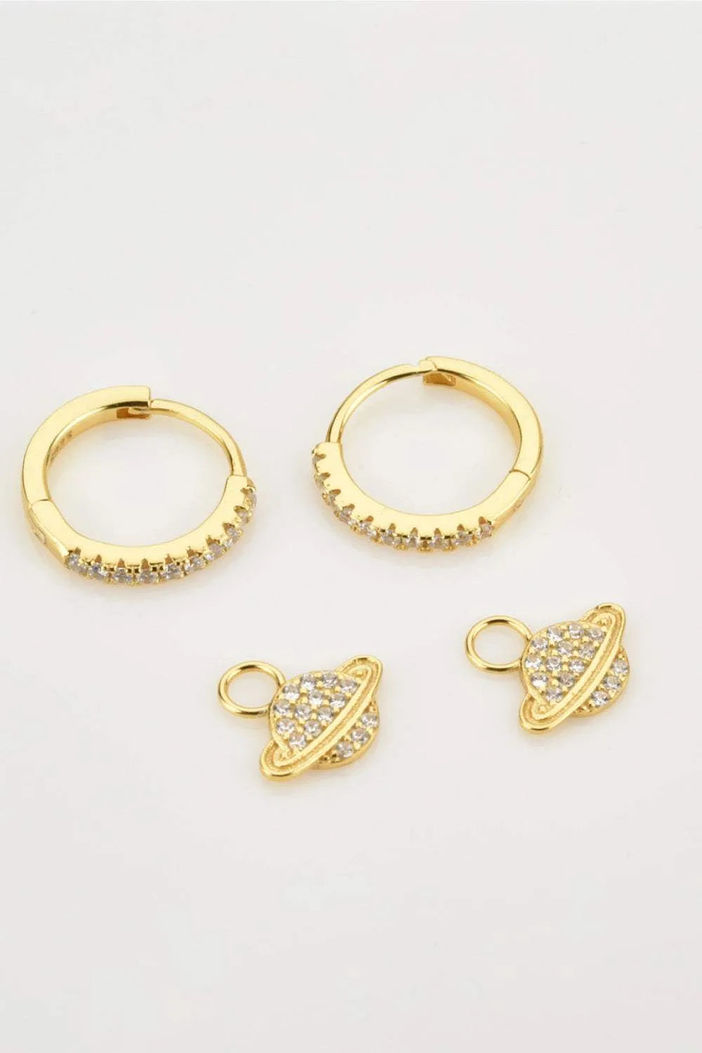 925 Sterling Silver Zircon Planet Drop Earrings Earrings - Tophatter Daily Deals