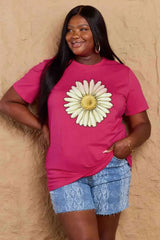 Simply Love Full Size FLOWER Graphic Cotton Tee Women's T-Shirts - Tophatter Daily Deals