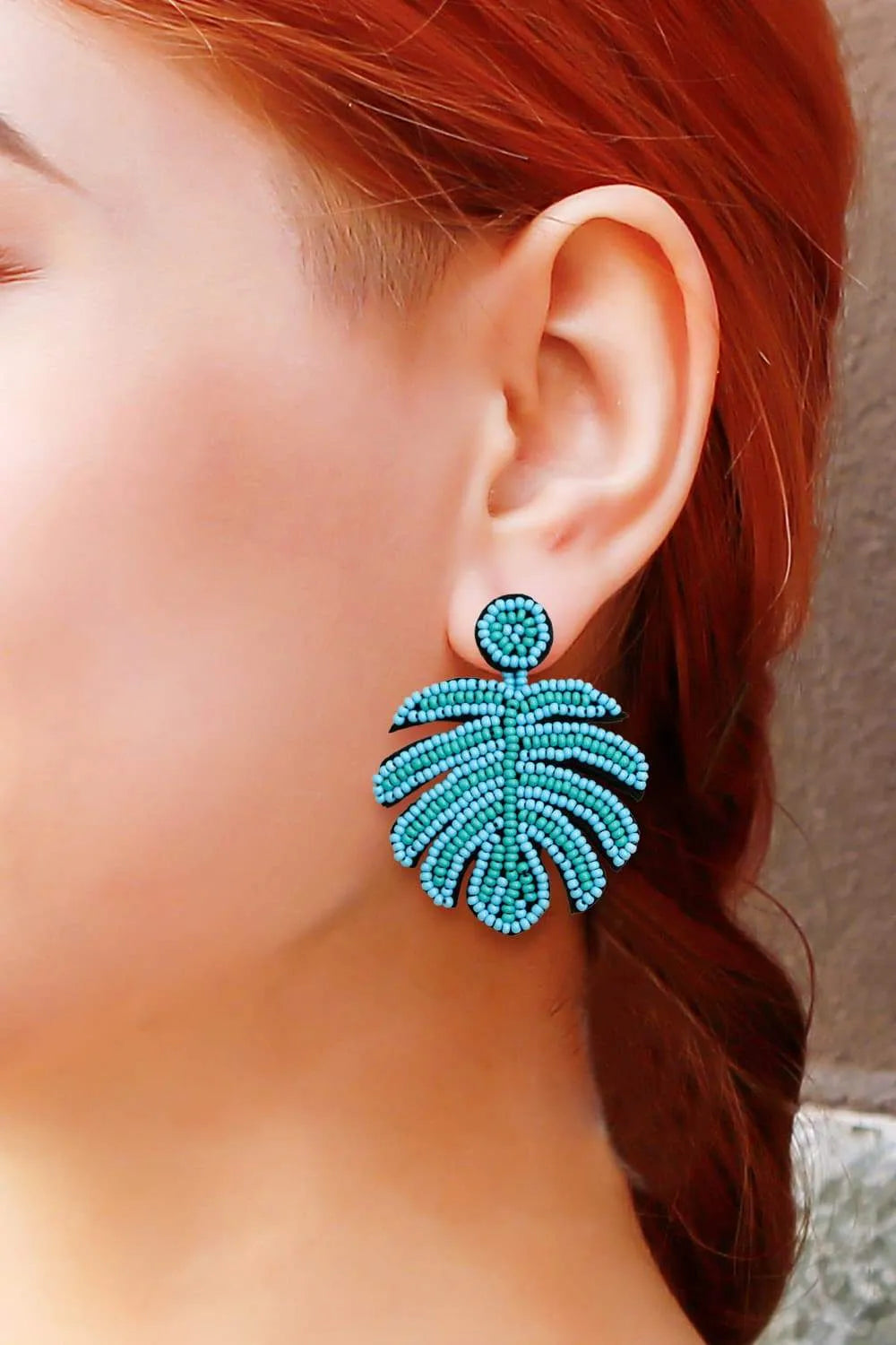 Beaded Banana Leaf Earrings Earrings - Tophatter Daily Deals