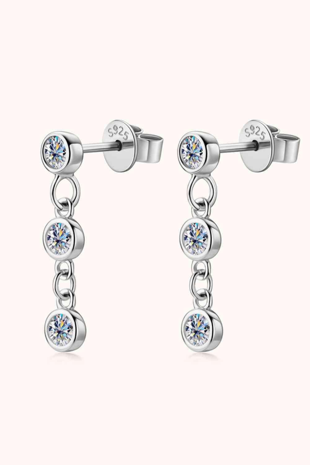 Moissanite 925 Sterling Silver Drop Earrings Silver One Size Moissanite - Tophatter Daily Deals