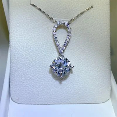 5 Carat Moissanite 925 Sterling Silver Teardrop Necklace Moissanite - Tophatter Daily Deals