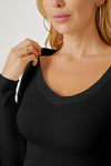 Round Neck Long Sleeve Cropped T-Shirt Women's T-Shirts - Tophatter Daily Deals