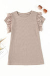 Lace Detail Round Neck Cap Sleeve T-Shirt Women's T-Shirts - Tophatter Daily Deals