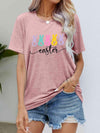 HAPPY EASTER Graphic Round Neck T-Shirt Dusty Pink Women's T-Shirts - Tophatter Daily Deals