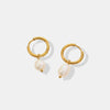 Gold-Plated Titanium Steel Pearl Earrings Gold One Size Earrings - Tophatter Daily Deals