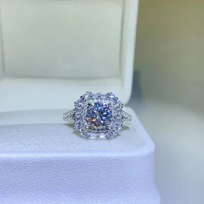 1 Carat Moissanite 925 Sterling Silver Ring Moissanite - Tophatter Daily Deals
