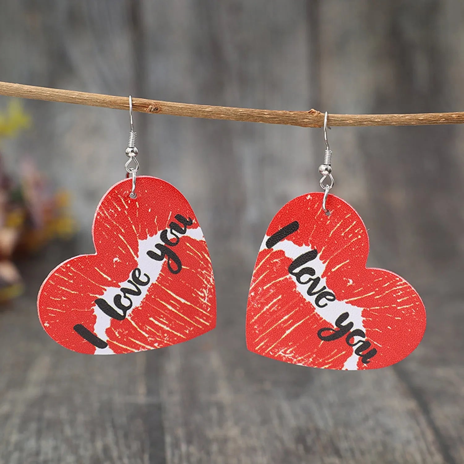 I LOVE YOU Heart Leather Earrings Red One Size Earrings - Tophatter Daily Deals