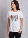 LIFE HAPPENS COFFEE HELPS Round Neck T-Shirt White Women's T-Shirts - Tophatter Daily Deals