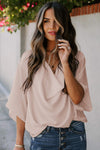 Short Sleeve Draped Blouse Apricot Blouses - Tophatter Daily Deals