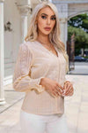 V-Neck Smocked Flounce Sleeve Blouse Blouses - Tophatter Daily Deals