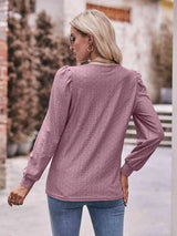Double Take Eyelet Square Neck Puff Sleeve Blouse Blouses - Tophatter Daily Deals