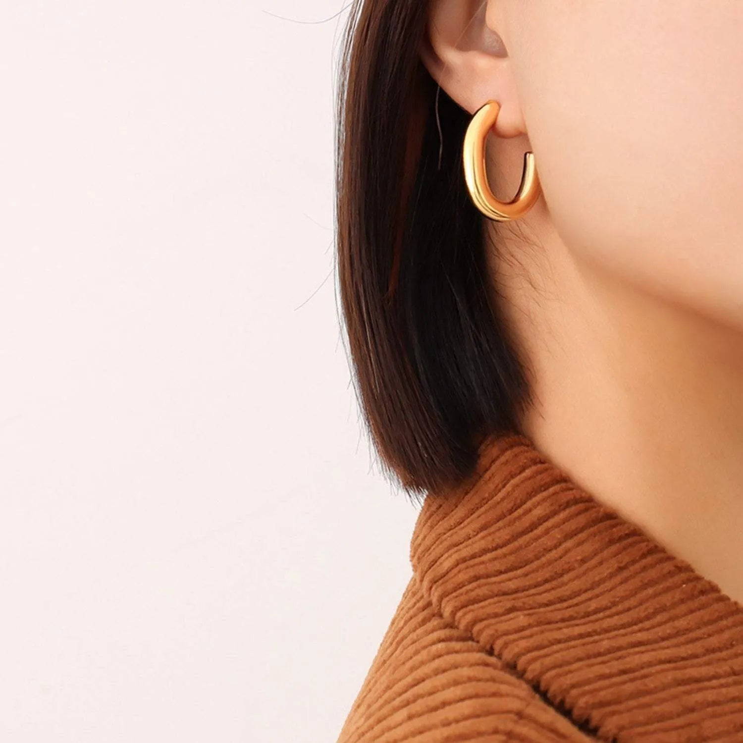 Titanium Steel Gold-Plated Earrings Earrings - Tophatter Daily Deals