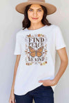 Simply Love Full Size FIND PEACE BE KIND Graphic Cotton T-Shirt Women's T-Shirts - Tophatter Daily Deals