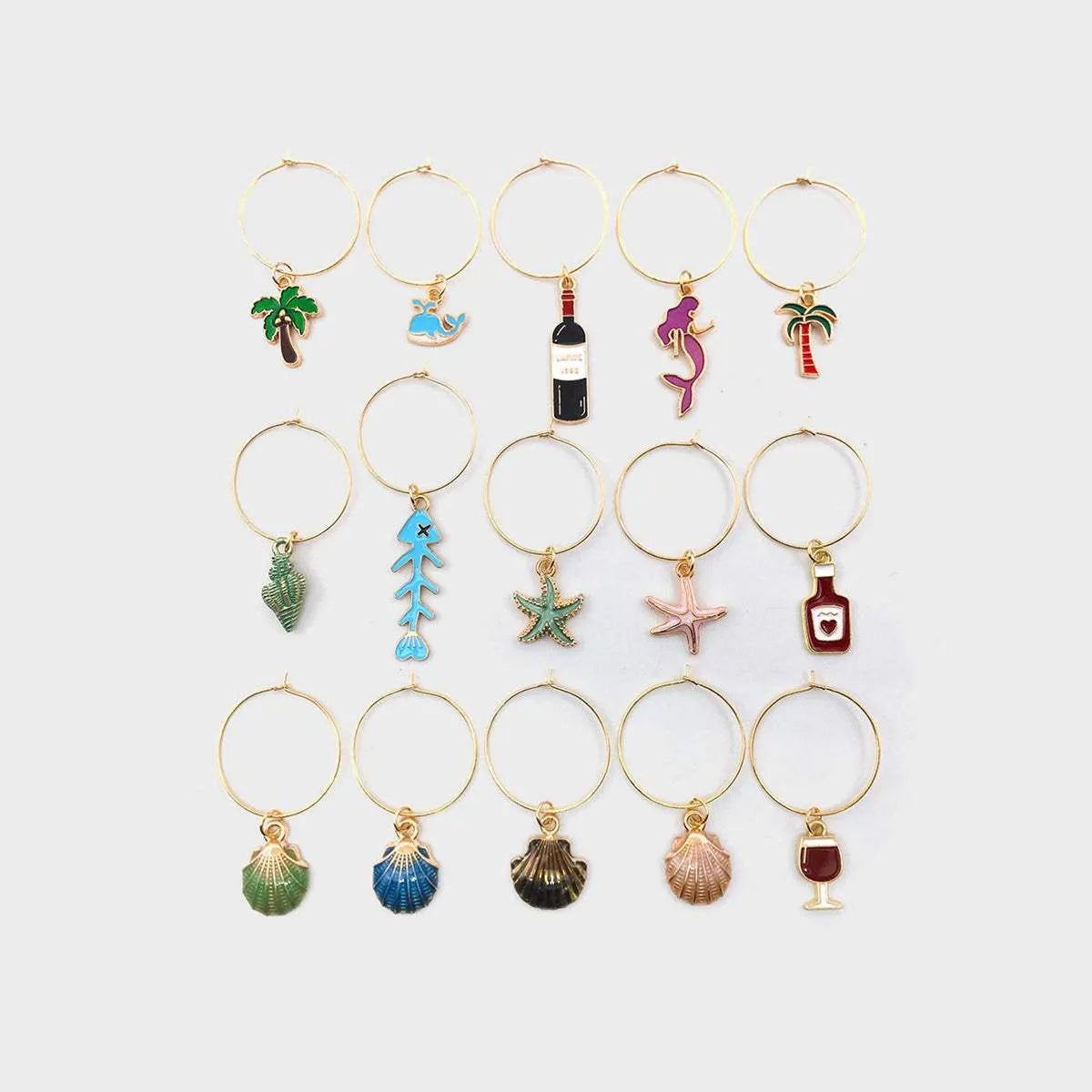 15-Piece Alloy Wine Glass Charm Earrings Style A One Size Earrings - Tophatter Daily Deals