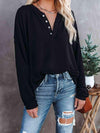 Buttoned Drop Shoulder Top Women's T-Shirts - Tophatter Daily Deals