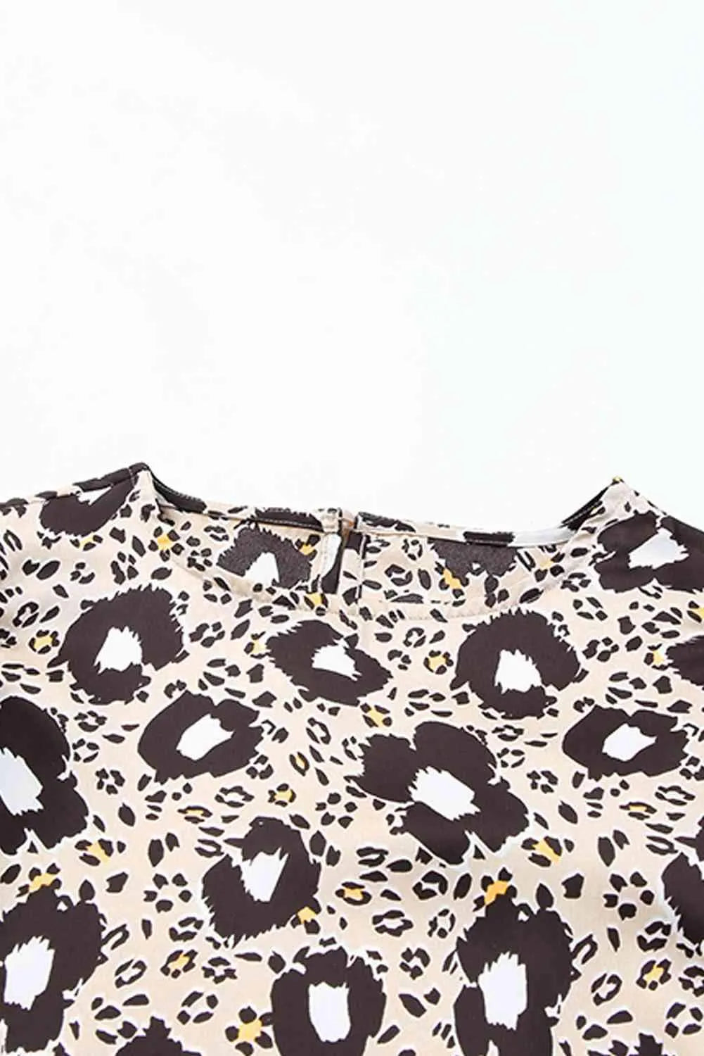 Animal Print Puff Sleeve Round Neck Blouse Blouses - Tophatter Daily Deals