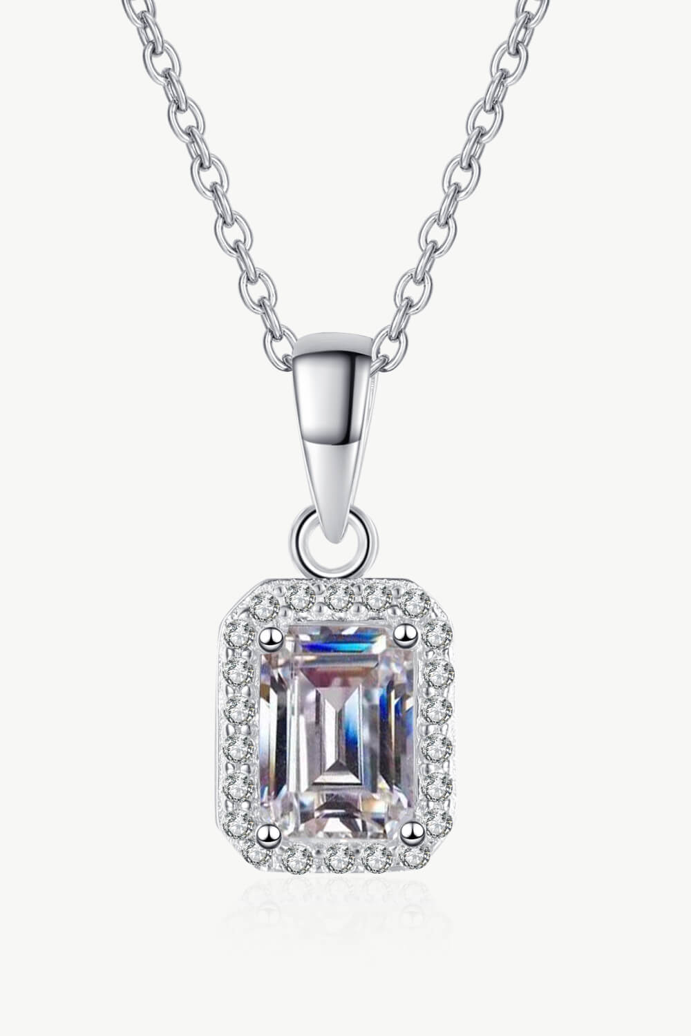 Square Moissanite Pendant Chain Necklace Silver One Size Moissanite - Tophatter Daily Deals