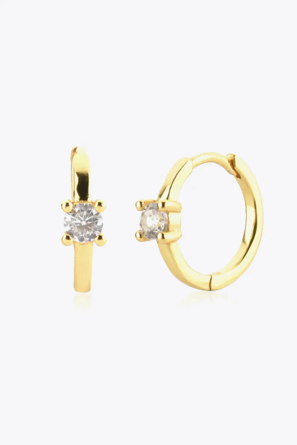 Zircon 925 Sterling Silver Huggie Earrings White One Size Earrings - Tophatter Daily Deals