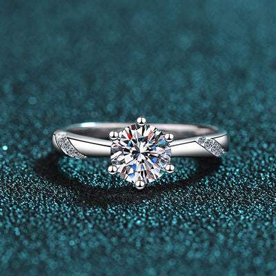 1 Carat Moissanite 925 Sterling Silver Ring Moissanite - Tophatter Daily Deals