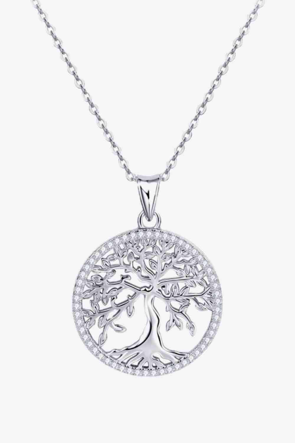 Adored 925 Sterling Silver Moissanite Tree Pendant Necklace Moissanite - Tophatter Daily Deals