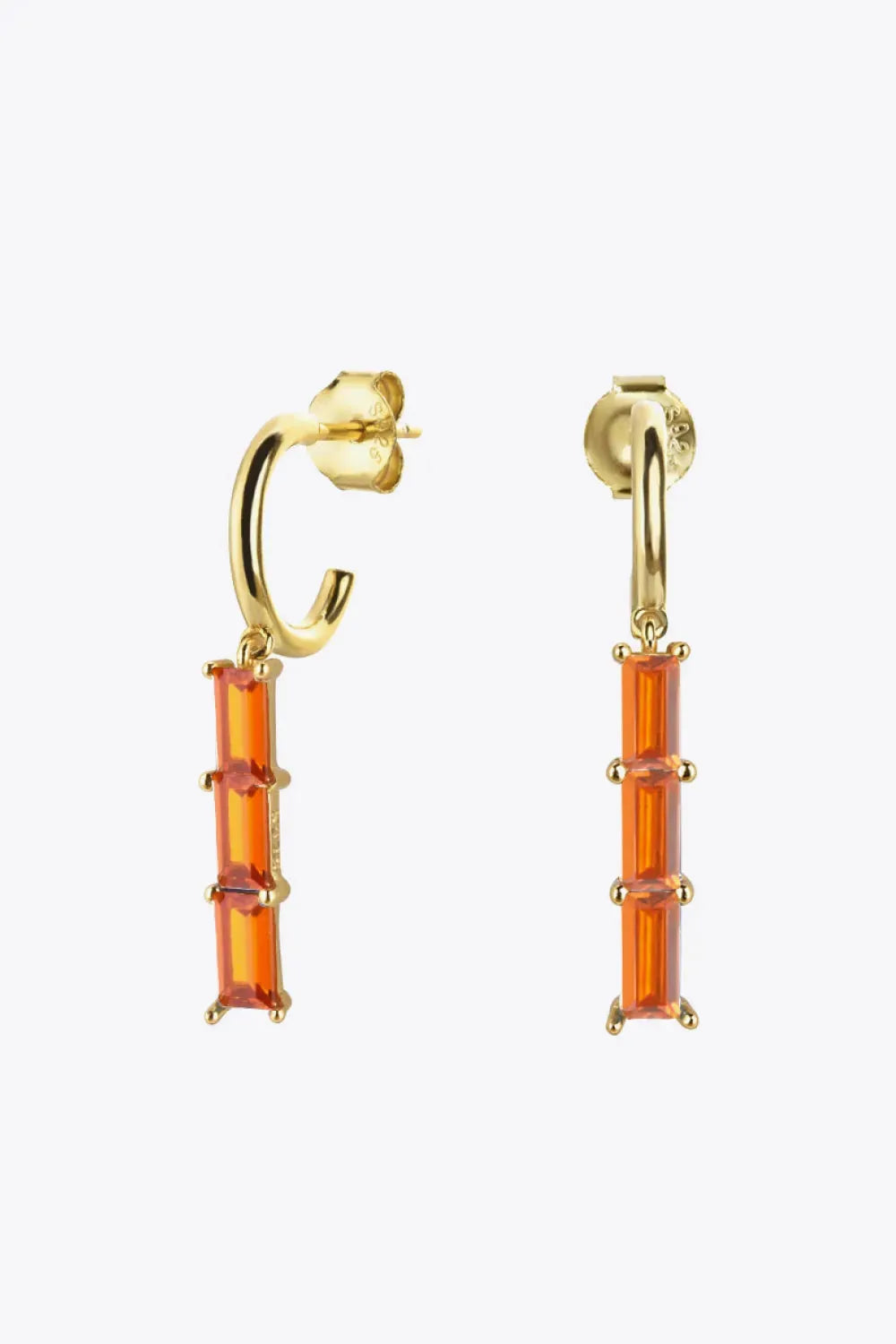 Inlaid Zircon 925 Sterling Silver Earrings Gold Orange One Size Earrings - Tophatter Daily Deals