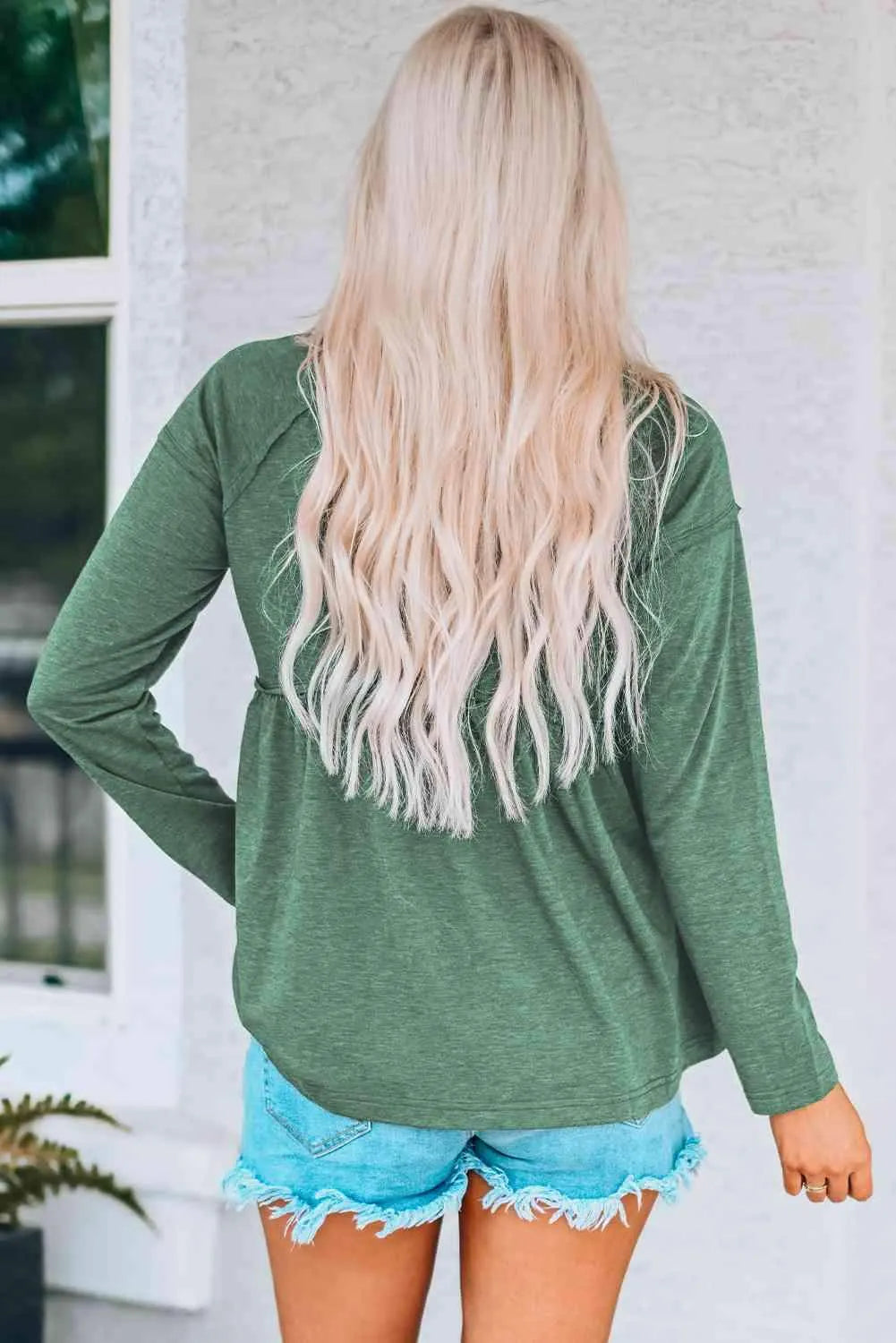 Round Neck Raglan Sleeve Babydoll Top Blouses - Tophatter Daily Deals