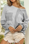 Color Block Boat Neck Blouses with Pockets Charcoal Blouses - Tophatter Daily Deals