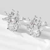 Zircon 925 Sterling Silver Flower Stud Earrings Earrings - Tophatter Daily Deals